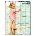 One Bella Casa One Bella Casa 0003-2049-38 12 x 16 in. Vintage Girl on Beach Planked Wood Wall Decor by Laughing Elephant 0003-2049-38